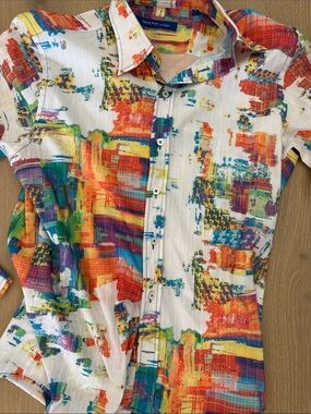 Multicolor Abstract Print Short Sleeve Men's Shirt